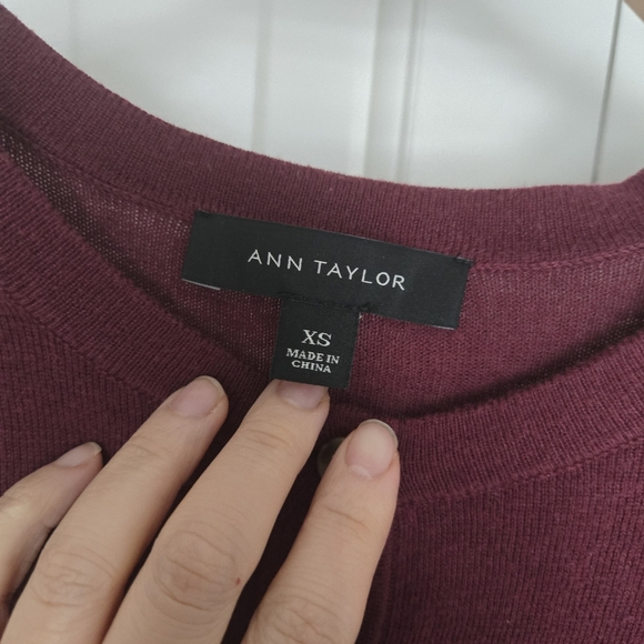 Ann Taylor Burgundy Classic Cardigan XS - Picture 3 of 7